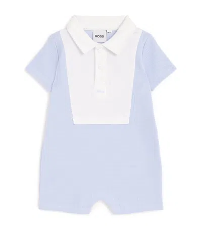 Bosswear Boss Kidswear Cotton Contrast-bib Playsuit In Blue