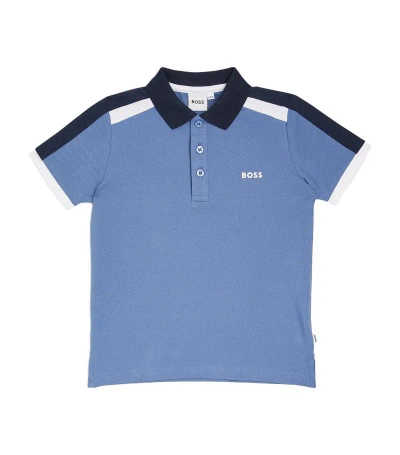 Bosswear Boss Kidswear Cotton Logo Polo Shirt (4-16 Years) In Blue