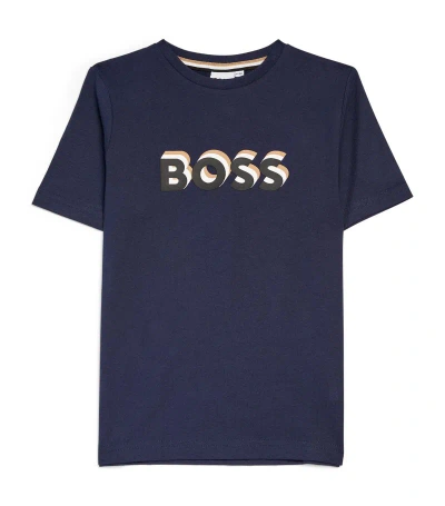 Bosswear Boss Kidswear Cotton Logo T-shirt (4-16 Years) In Navy