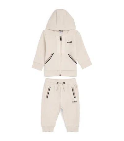 Bosswear Boss Kidswear Cotton-blend Logo Tracksuit In Neutral
