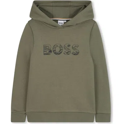 BOSSWEAR BOSS KIDSWEAR KIDS' COTTON BLEND PULLOVER HOODIE