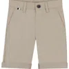 Bosswear Boss Kidswear Kids' Flat Front Stretch Cotton Bermuda Shorts In Stone