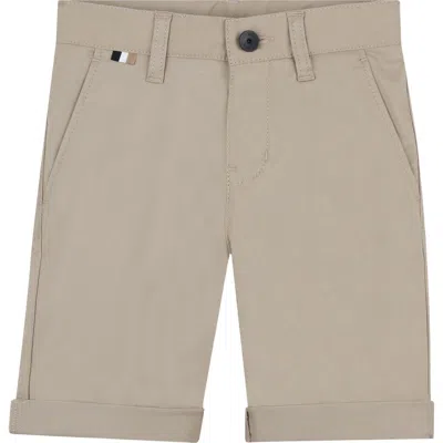Bosswear Boss Kidswear Kids' Flat Front Stretch Cotton Bermuda Shorts In Stone