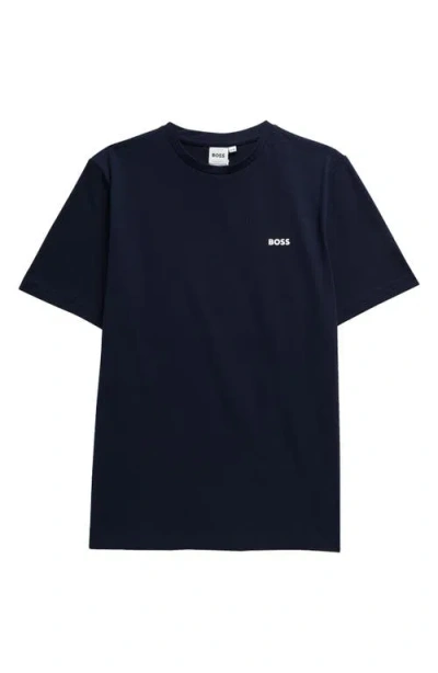 Bosswear Kids' Logo-embossed Cotton T-shirt In Navy