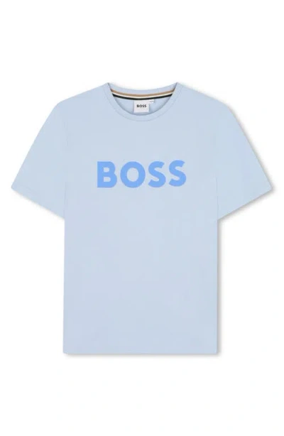 Bosswear Boss Kidswear Kids' Logo Graphic T-shirt In Light Blue