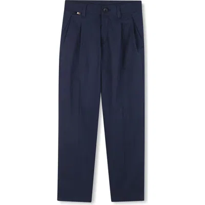 Bosswear Boss Kidswear Kids' Navy Pleated Stretch Cotton Chinos
