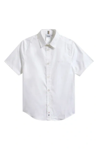 Bosswear Boss Kidswear Kids' Solid Short Sleeve Cotton Button-up Shirt In Gray