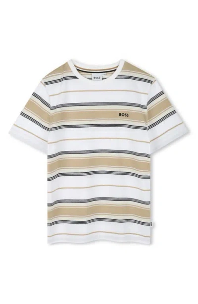 Bosswear Boss Kidswear Kids' Stripe Cotton T-shirt In Stone