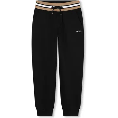 Bosswear Kids' Logo-print Striped Track Pants In Black