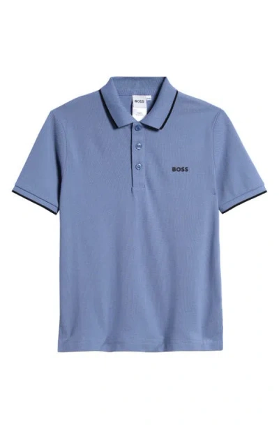 Bosswear Boss Kidswear Kids' Tipped Cotton Piqué Polo In Medium Grey