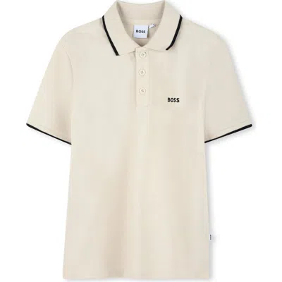 BOSSWEAR BOSS KIDSWEAR KIDS' TIPPED STRETCH COTTON PIQUÉ POLO