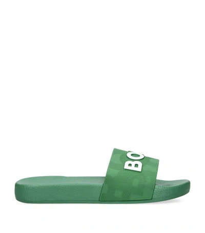 Bosswear Kids' Logo Aqua Slides In Green