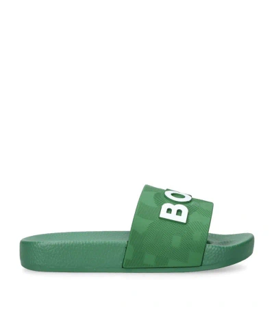 Bosswear Logo Aqua Slides In Green