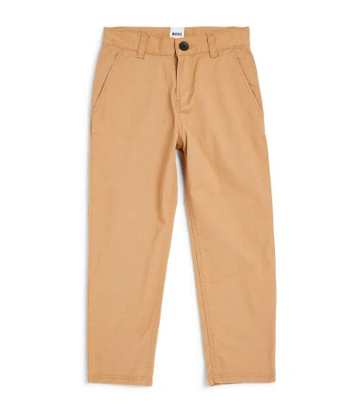Bosswear Boss Kidswear Stretch-cotton Chino Trousers (4-16 Years) In Beige