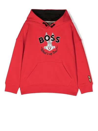 Bosswear Kids' Bugs Bunny Print Hoodie In Red