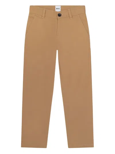 Bosswear Kids' Button-fastening Trousers In Brown