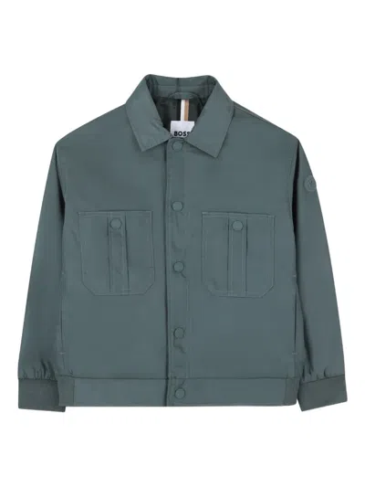 Bosswear Kids' Buttoned Flap-pocket Jacket In Green