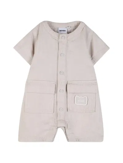 Bosswear Babies' Buttoned Pocket Playsuit In Neutral