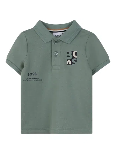 Bosswear Babies' Buttoned Short-sleeve Polo Shirt In Green