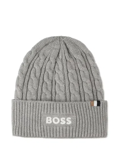 Bosswear Kids' Cable-knit Beanie In Gray