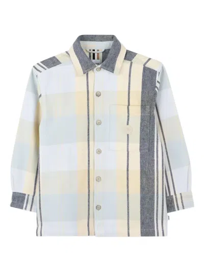 Bosswear Kids' Checked Button-up Shirt In Blue
