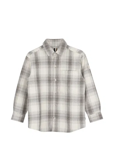 Bosswear Kids' Check-pattern Pocket-detail Shirt In Gray