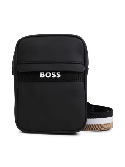Bosswear Kids' Coated-finish Messenger Bag In Black