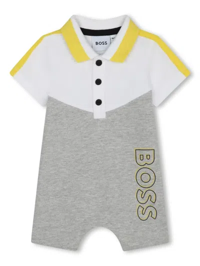 Bosswear Babies' Colour-block Cotton Romper In Grey