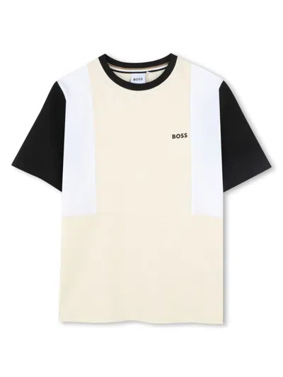 Bosswear Kids' Colour-block Cotton T-shirt In Neutrals