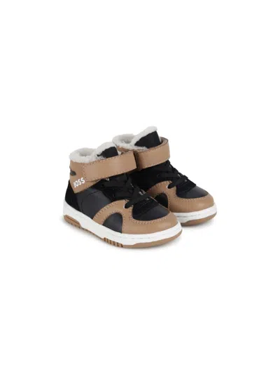 Bosswear Kids' Colour-block High-top Sneakers In Brown