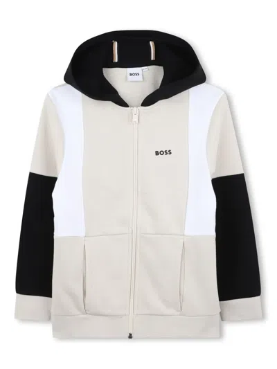 Bosswear Kids' Colour-block Hoodie In Neutrals