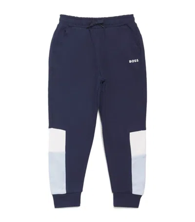 Bosswear Kids' Colour-block Logo Sweatpants In Blue
