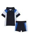 Bosswear Colour-block Polo And Shorts Set In Blue