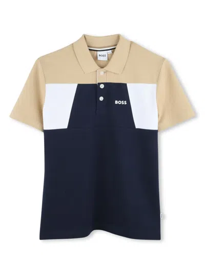 Bosswear Kids' Colour-block Polo Shirt In Blue