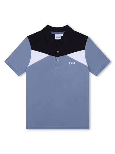 Bosswear Kids' Colour-block Polo Shirt In Blue