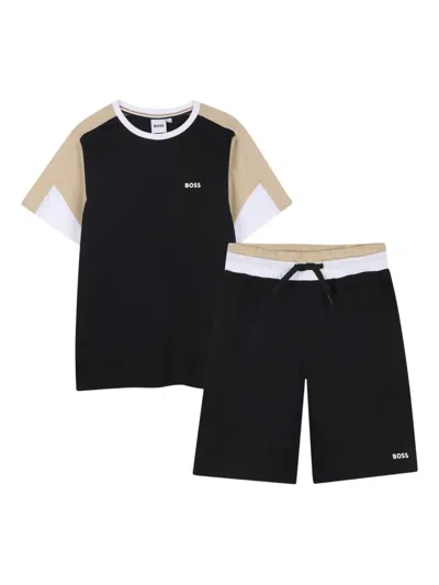 Bosswear Kids' Colour-block Shorts Set In Black