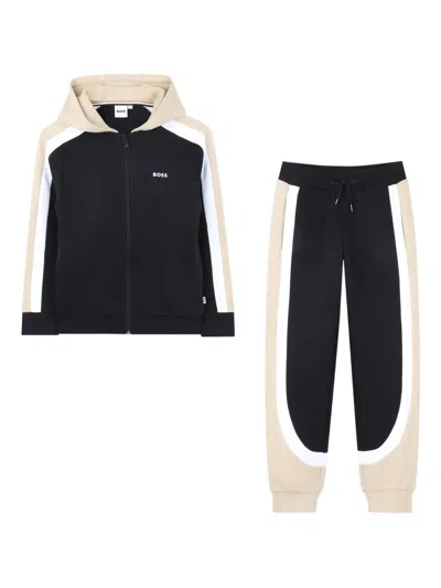 Bosswear Kids' Colour-block Tracksuit Set In Black