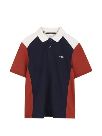 Bosswear Kids' Colour-block Logo-print Polo Shirt In Multi