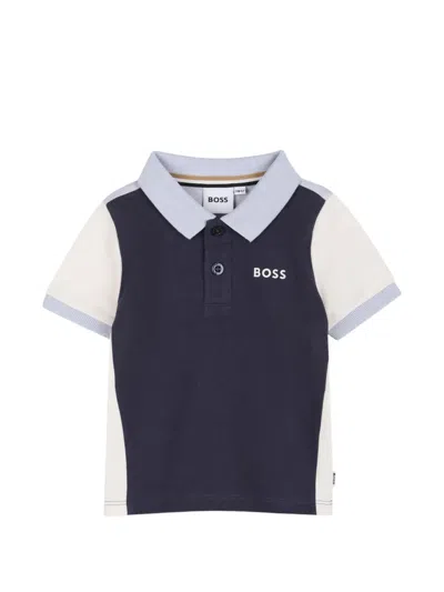 Bosswear Babies' Colour-block Piqué Polo Shirt In Blue