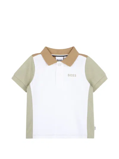 Bosswear Babies' Colour-block Piqué Polo Shirt In White