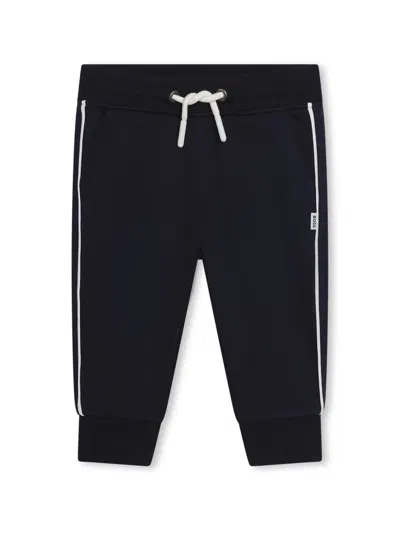 Bosswear Babies' Contrast-trim Drawstring-waist Trousers In Blue