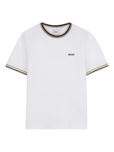 Bosswear Kids' Contrast-trim Short-sleeve T-shirt In White