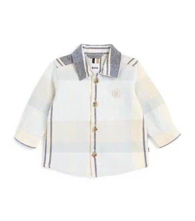 Bosswear Kids' Cotton Check Print Shirt In White