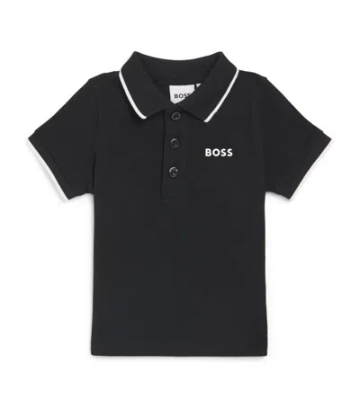 Bosswear Kids' Cotton Logo Polo Shirt In Black