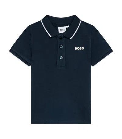 Bosswear Kids' Cotton Logo Polo Shirt In Blue