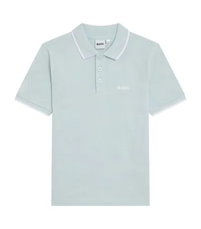 Bosswear Kids' Cotton Logo Polo Shirt In Blue