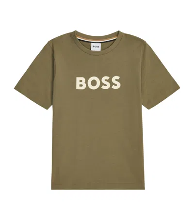 Bosswear Kids' Cotton Logo T-shirt In Brown