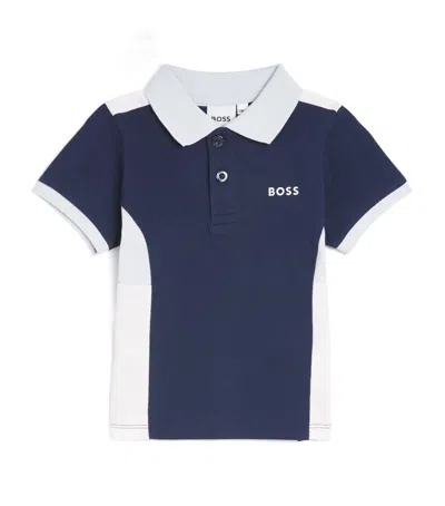 Bosswear Kids' Cotton Piqué Logo Polo Shirt In Blue