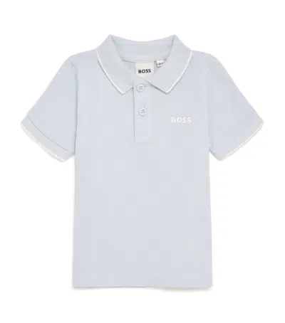 Bosswear Kids' Cotton Piqué Logo Polo Shirt In Gray
