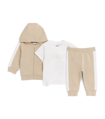 Bosswear Kids' Cotton T-shirt, Trousers And Cardigan Set In Multi
